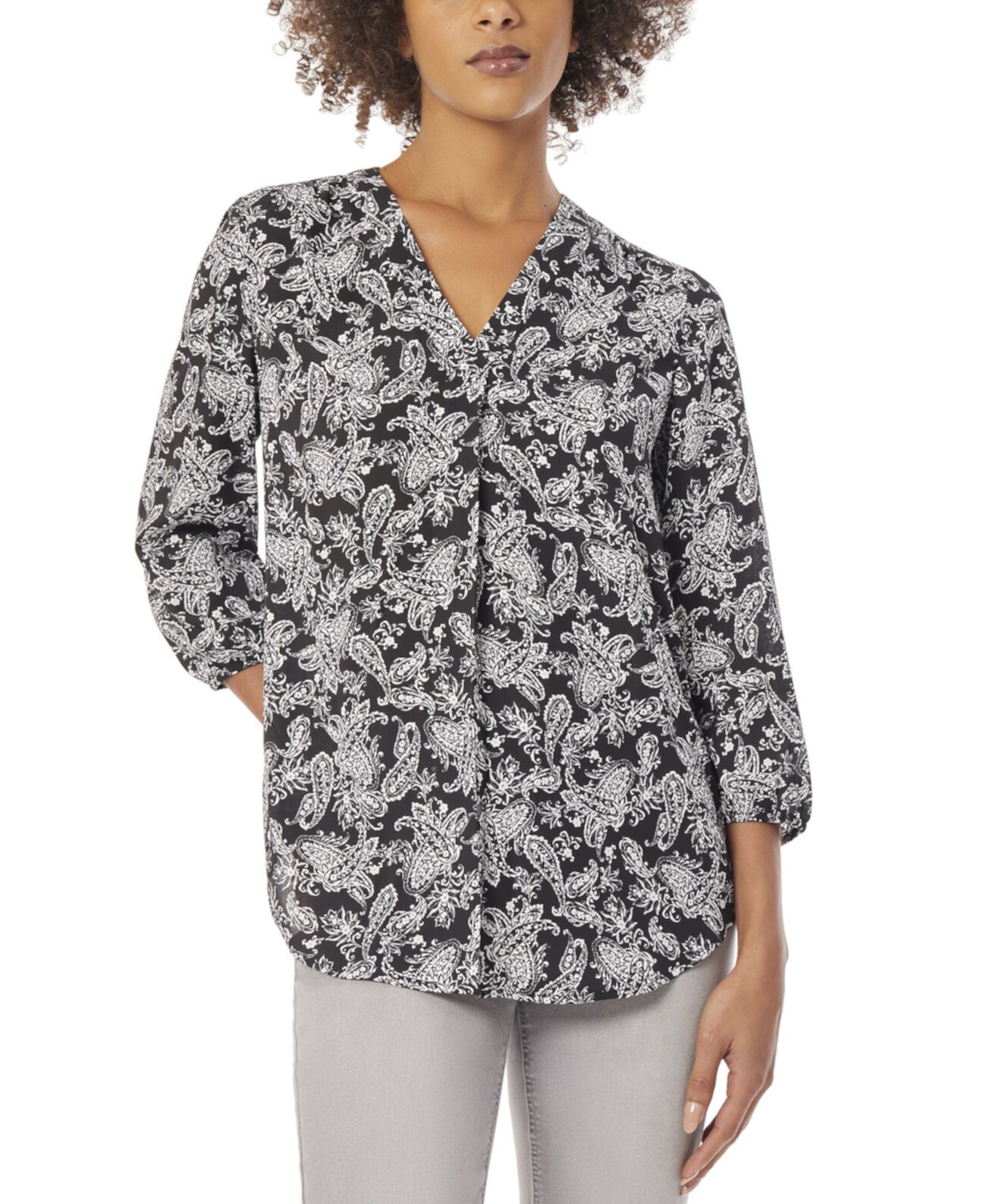 Женская блузка Kelly с длинными рукавами и v-образным вырезом Jones New York