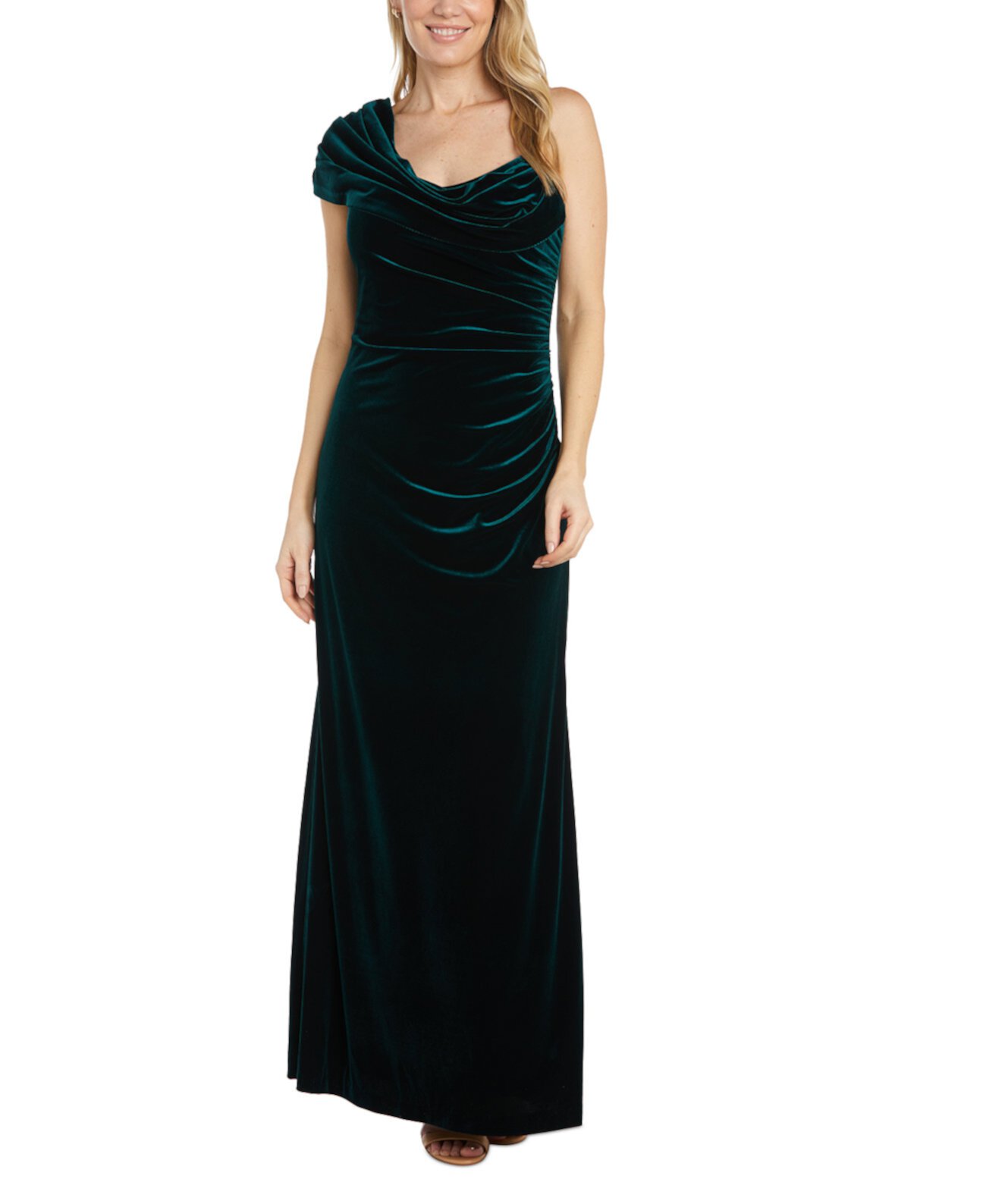 Женское асимметричное платье из эластичного бархата с драпировкой Nightway