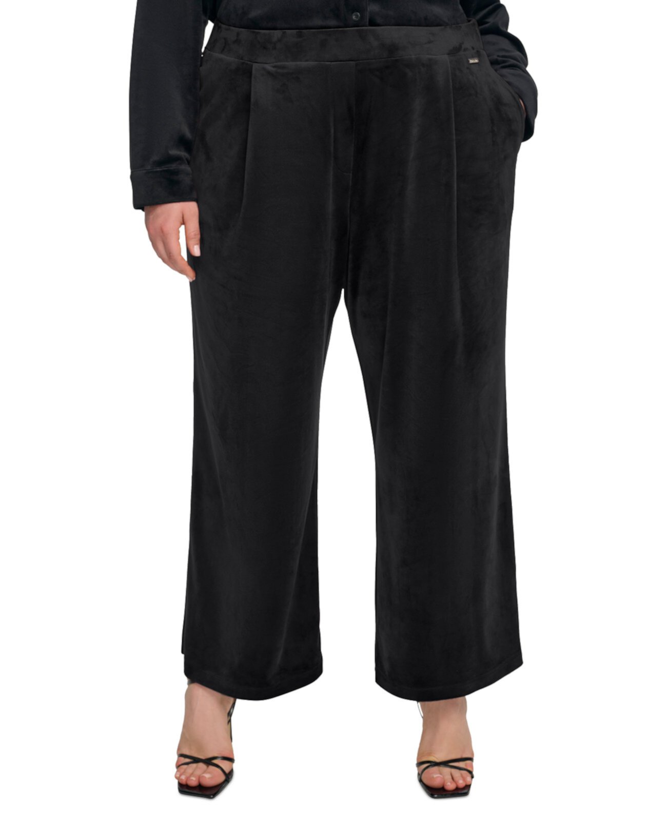 Брюки с широкими штанинами и сборкой на поясе большого размера Calvin Klein для женщин Calvin Klein