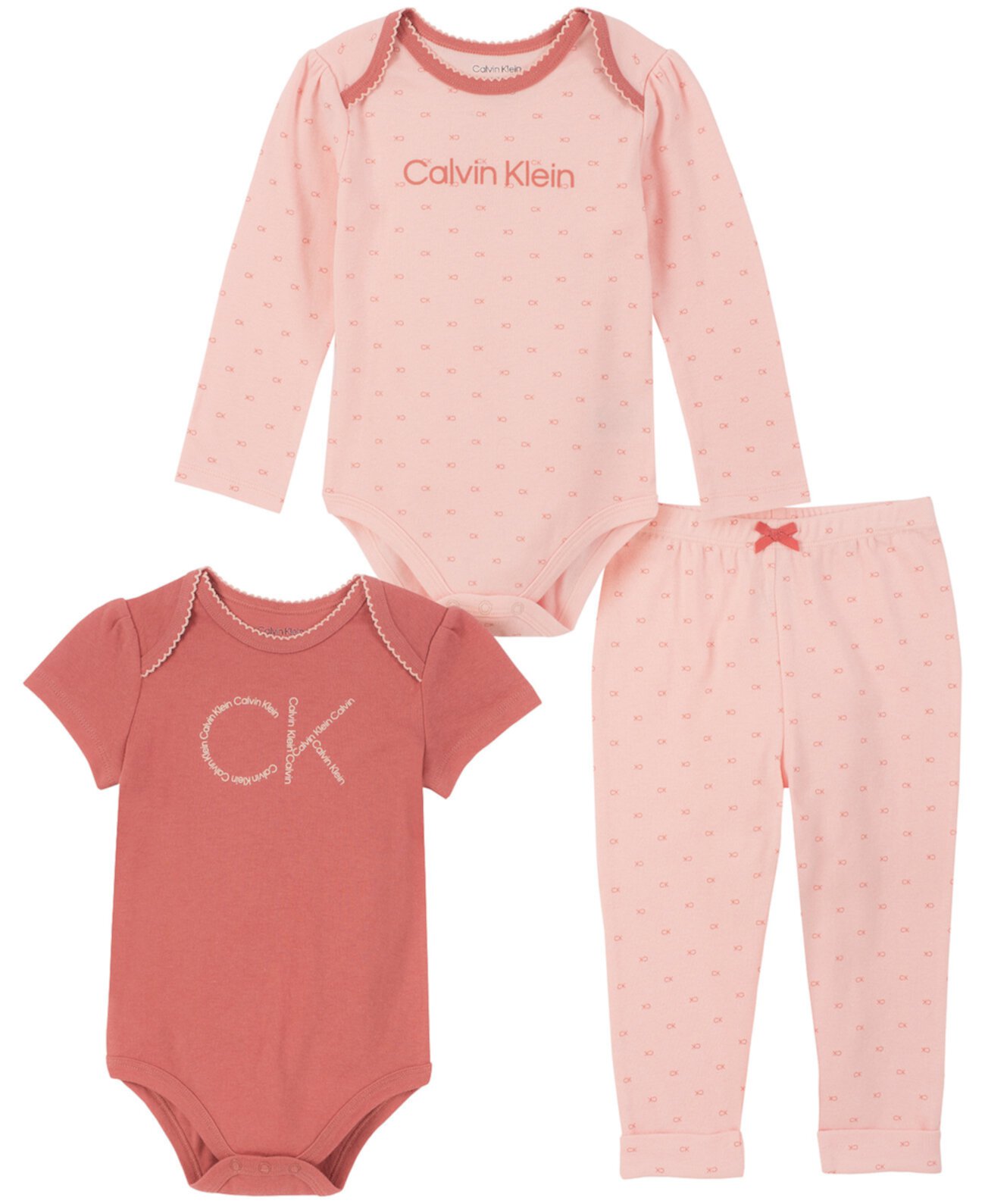 Боди и джоггеры с логотипом для маленьких девочек, комплект из 3 предметов Calvin Klein