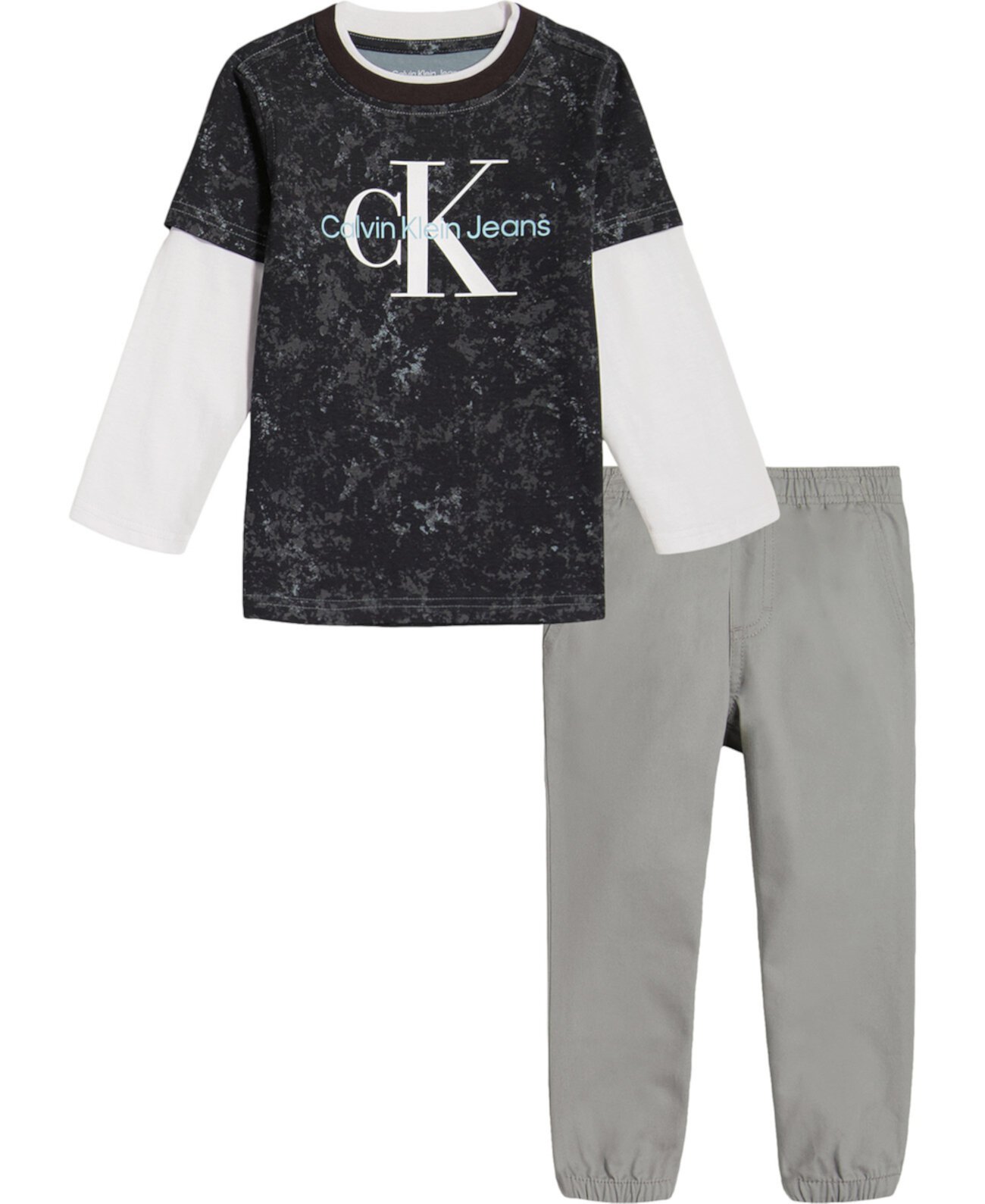  футболка с длинным рукавом и брюки-джоггеры из твила, 2 предмета Calvin Klein