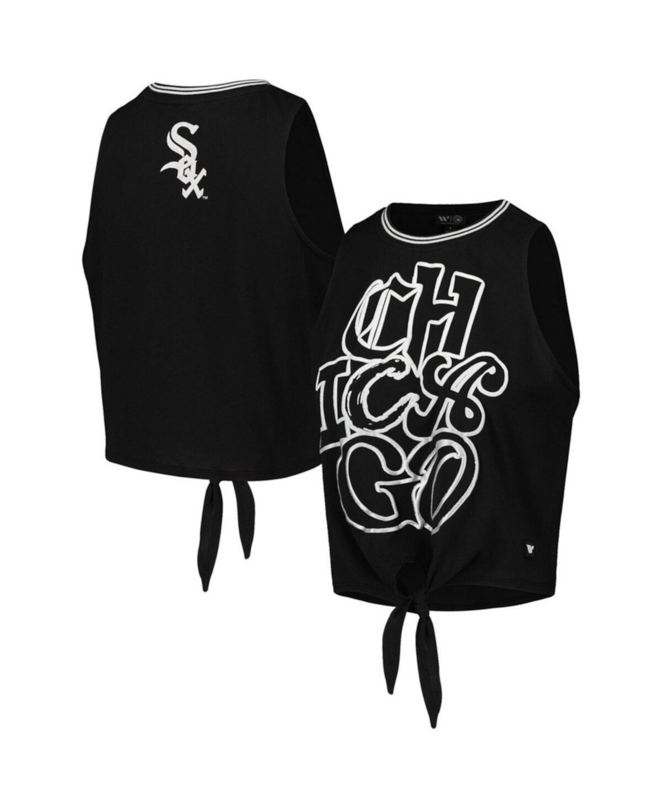 Женская черная майка Chicago White Sox с завязками спереди The Wild Collective