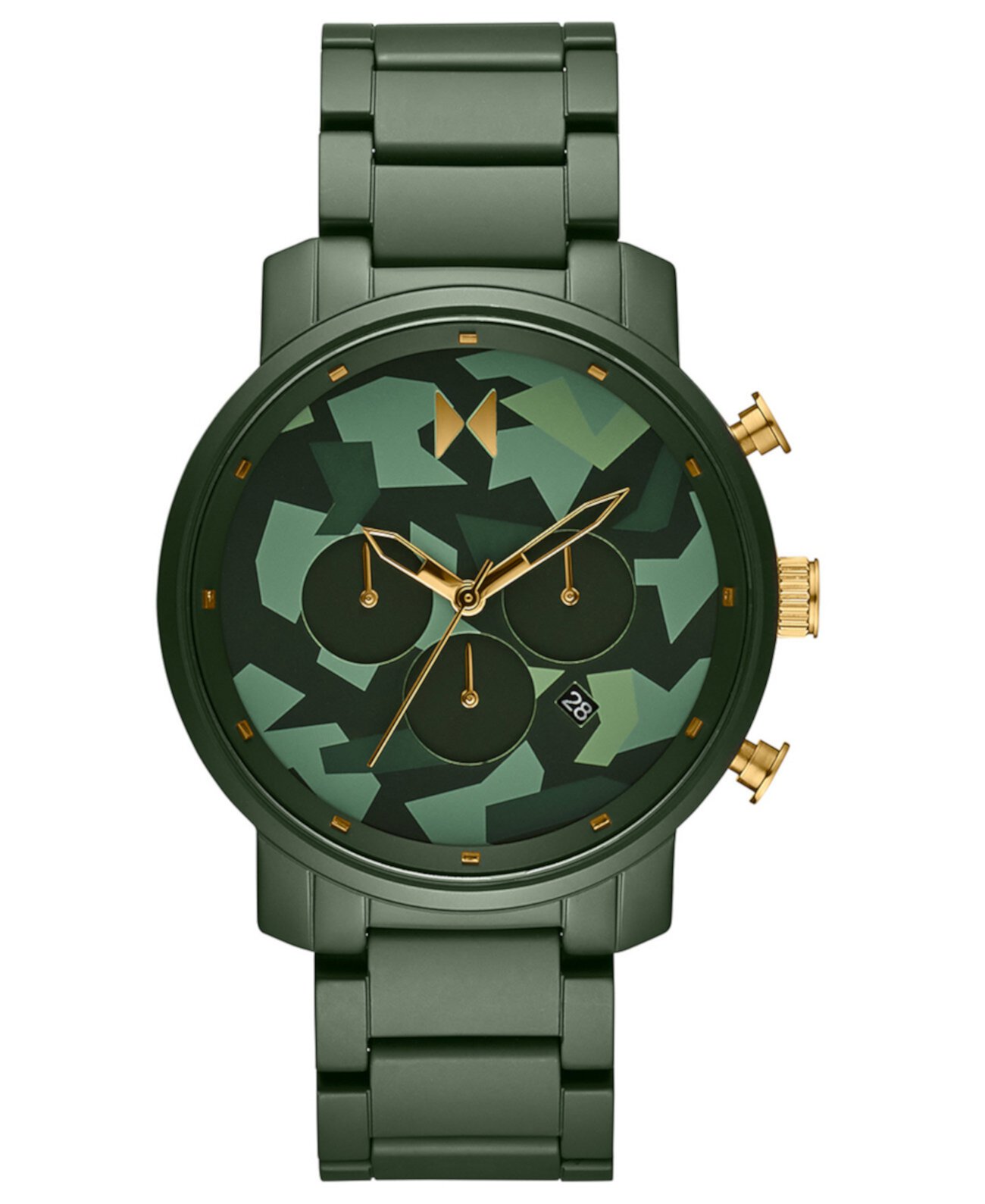 Мужские часы с камуфляжным хронографом и матовым оливково-зеленым керамическим браслетом, 45 мм MVMT