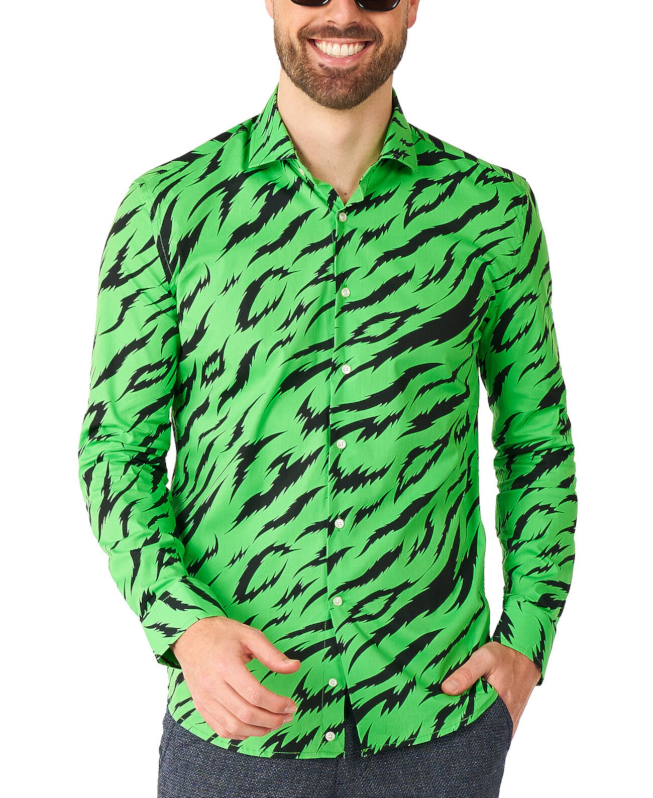 Мужская Рубашка с Длинным Рукавом и Узором Дикие Животные OppoSuits OppoSuits