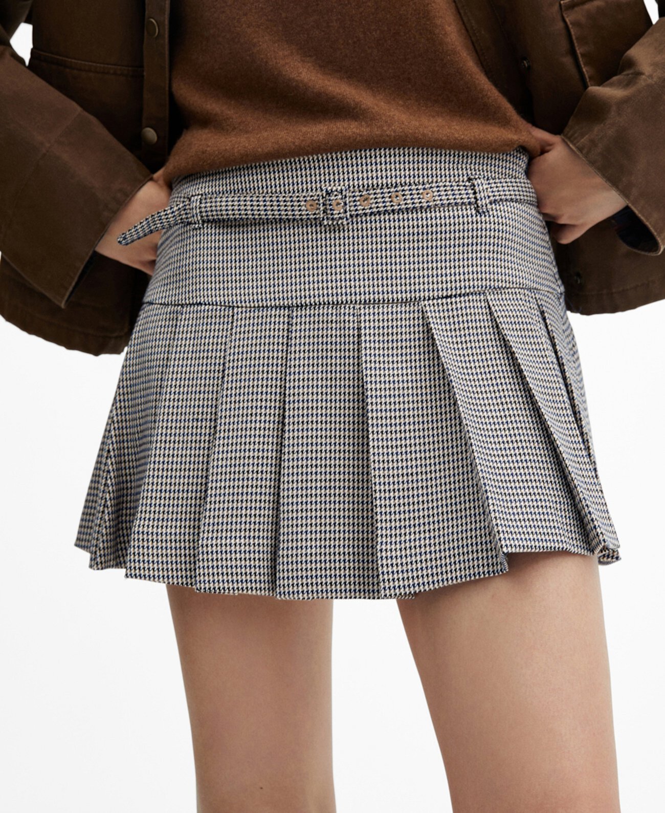 Женская Юбка мини MANGO Houndstooth с поясом MANGO