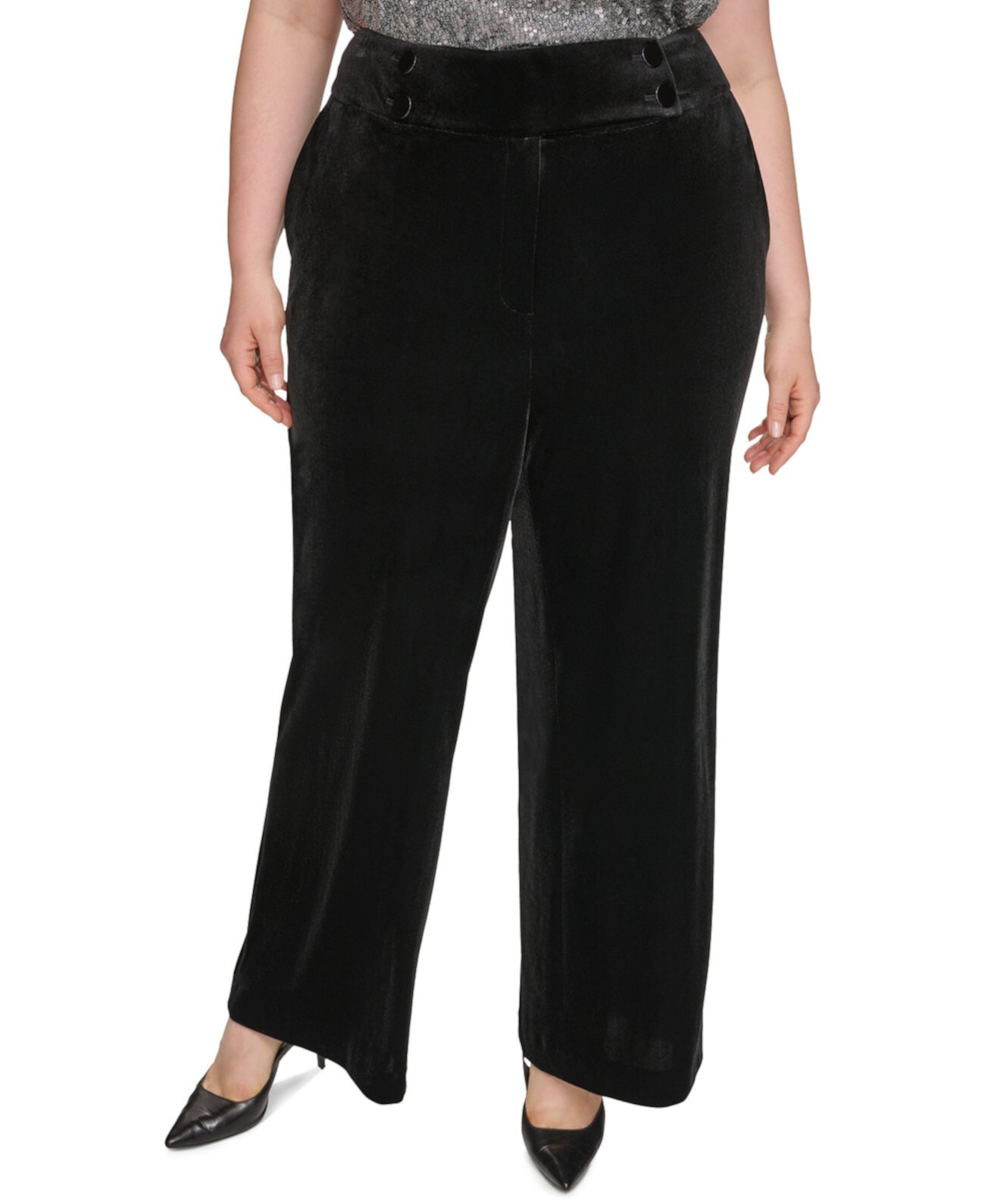 Бархатные широкие брюки больших размеров с высокой посадкой Calvin Klein