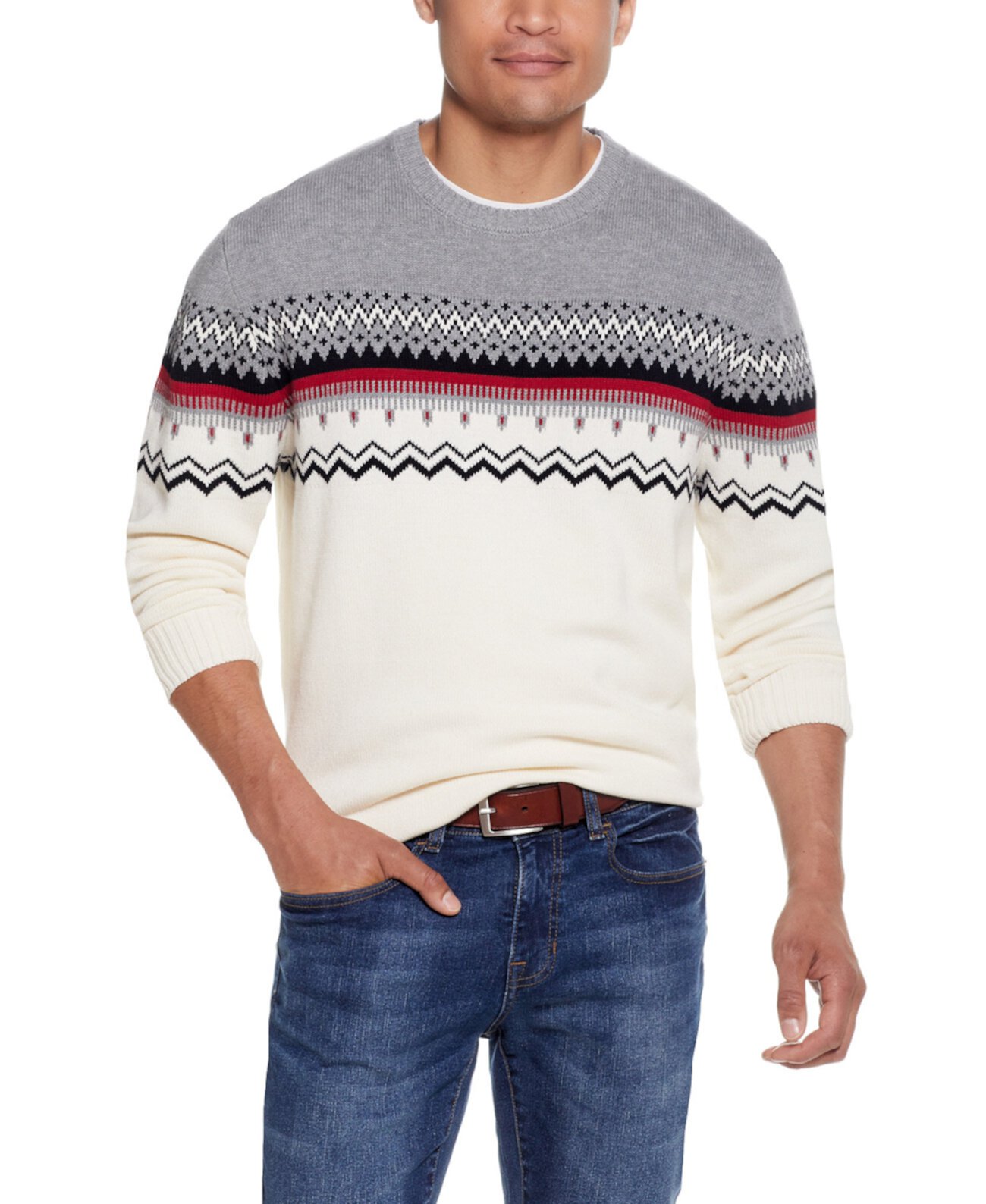 Мужской свитер с круглым вырезом в скандинавском стиле Weatherproof Vintage