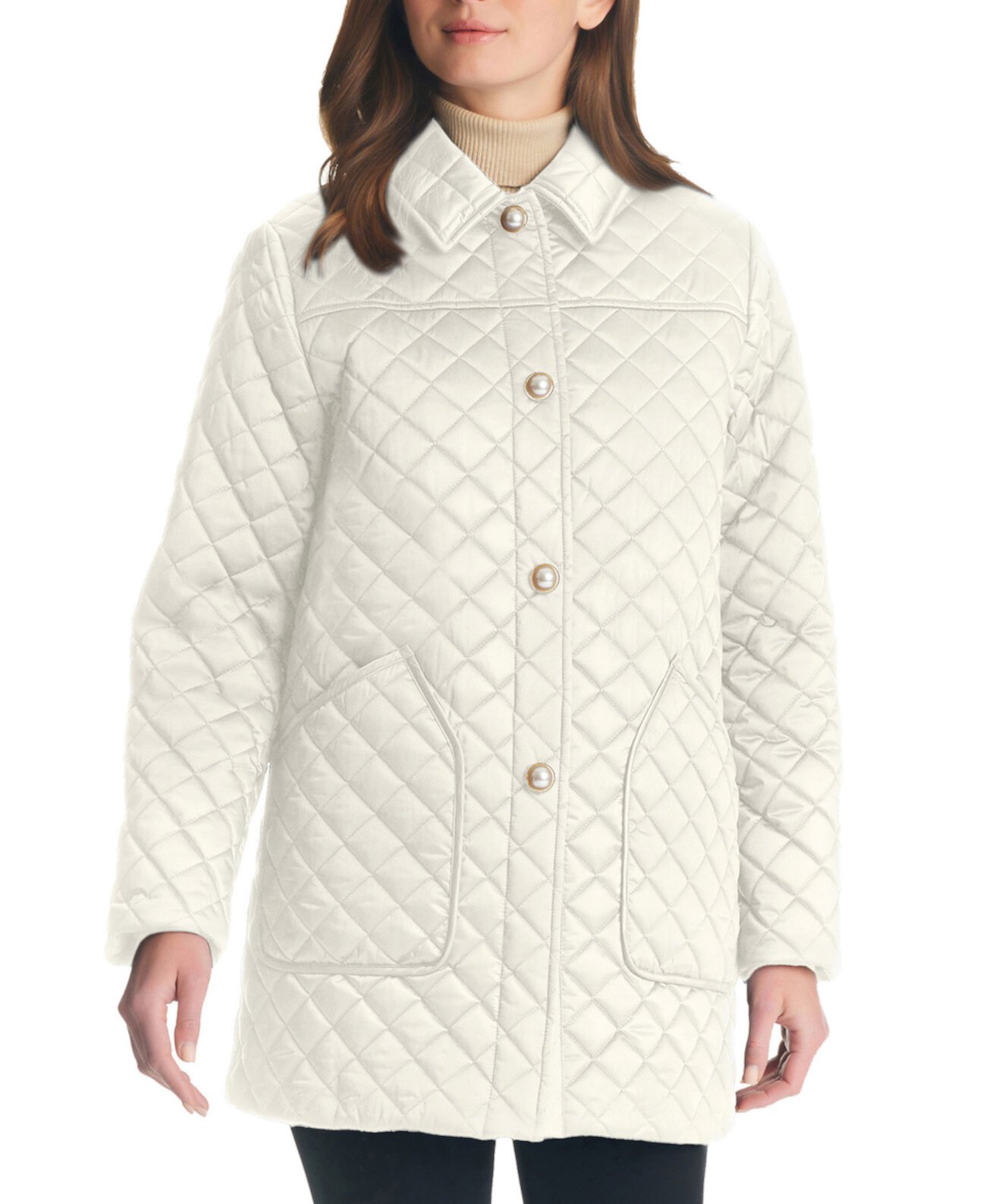 Женское стеганое пальто с искусственными жемчужными пуговицами Kate Spade New York