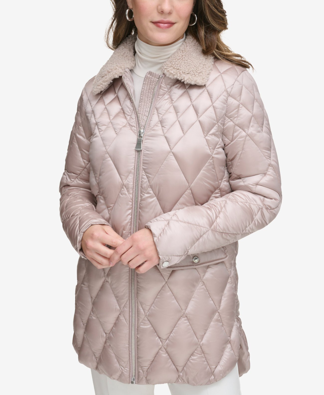Женское Квилтинговое Пальто с Искусственным Мехом Calvin Klein Calvin Klein