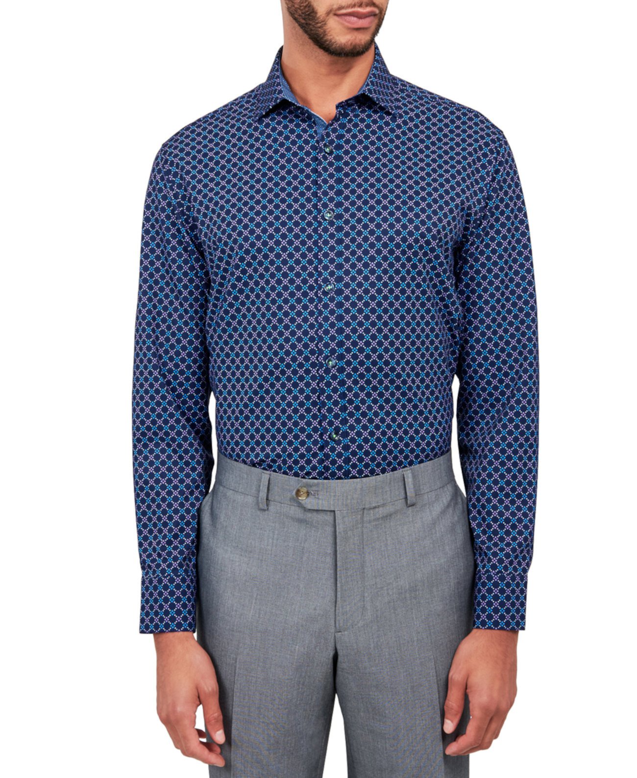 Мужская классическая рубашка стандартного кроя без железа с геопринтом Society of Threads