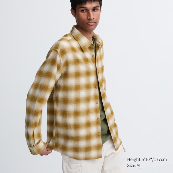 Мужская Повседневная рубашка Uniqlo Flannel Checked Long-Sleeve Shirt Uniqlo