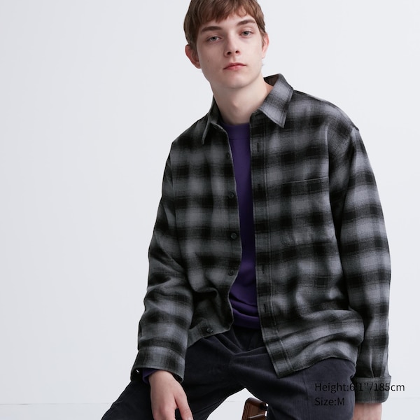 Мужская Повседневная рубашка Uniqlo Flannel Checked Long-Sleeve Shirt Uniqlo