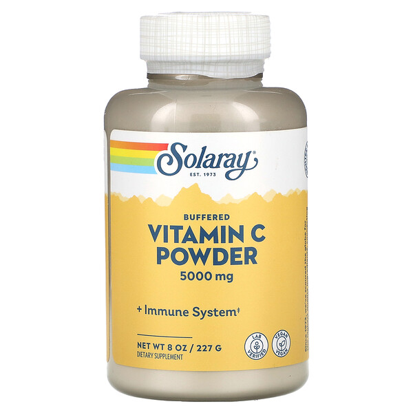 Буферизованный порошок витамина С, 5000 мг, 8 унций (227 г) Solaray