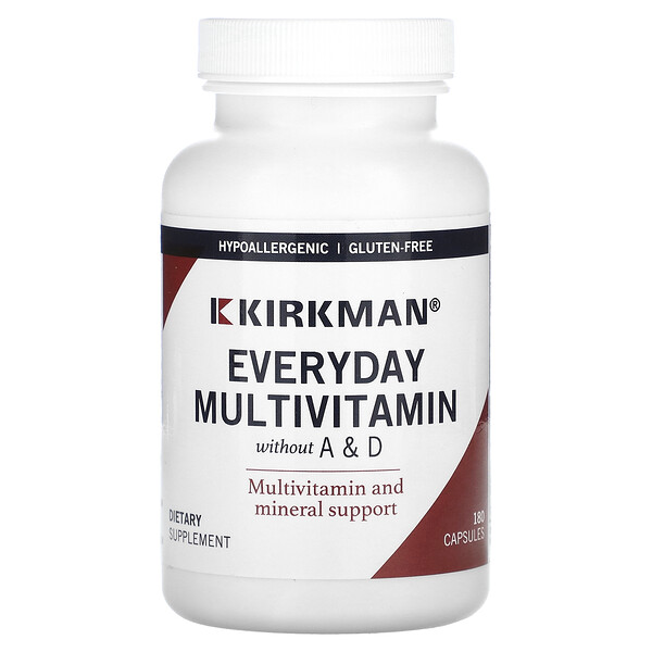 Мультивитамины на каждый день без A и D, 180 капсул Kirkman Labs