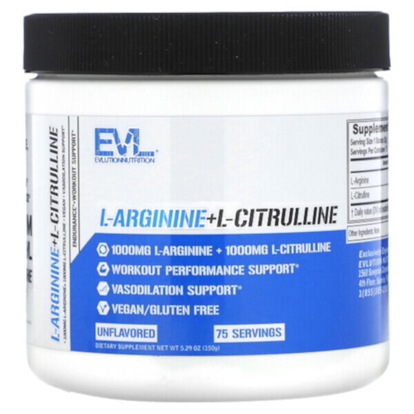 L-Arginine + L-Citrulline, Без вкуса - 150 г - EVLution Nutrition EVLution Nutrition