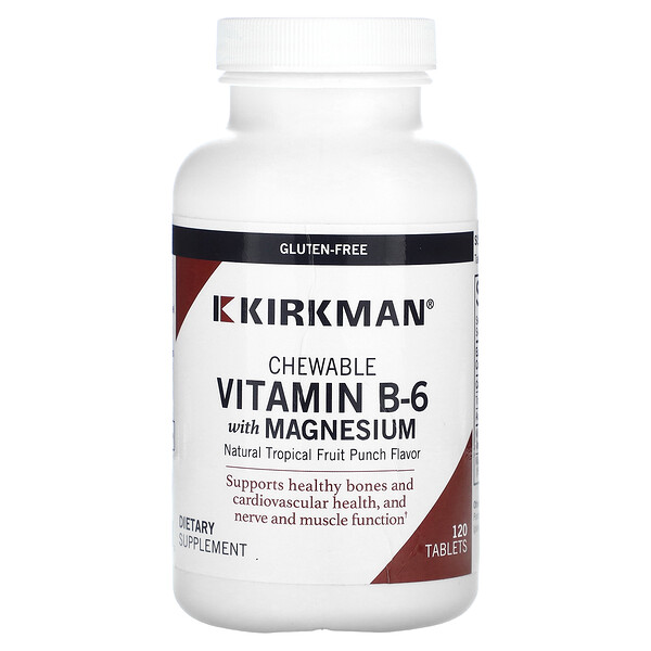 Жевательный Витамин B-6 с Магнием, Натуральный Тропический Фруктовый Аромат - 120 таблеток - Kirkman Labs Kirkman Labs