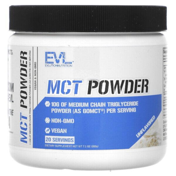 Порошок MCT, без вкуса, 7,1 унции (200 г) EVLution Nutrition