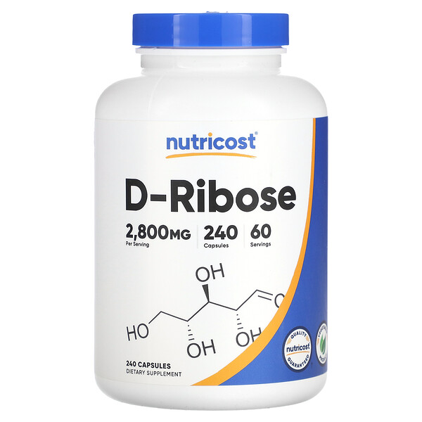 D-Ribose, 700 mg , 240 Capsules Nutricost