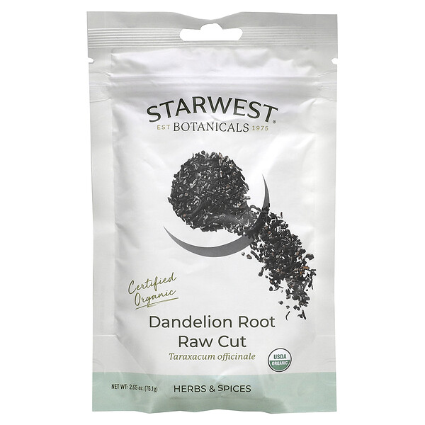 Organic Dandelion Root, Raw Cut, 2.65 oz (75.1 g) Starwest Botanicals