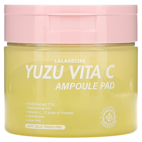 Yuzu Vita C Ampoule Pad, осветляющая косметическая маска, 80 подушечек, 5,07 жидких унций (150 мл) Lalarecipe
