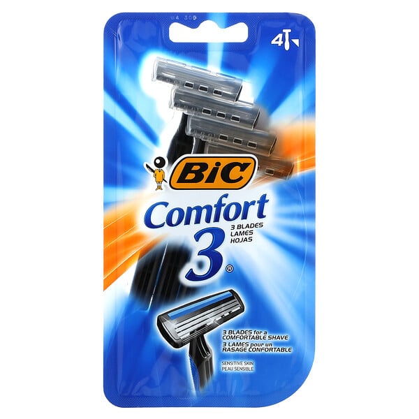 Comfort 3, Одноразовые бритвы, 4 одноразовых бритвы BIC