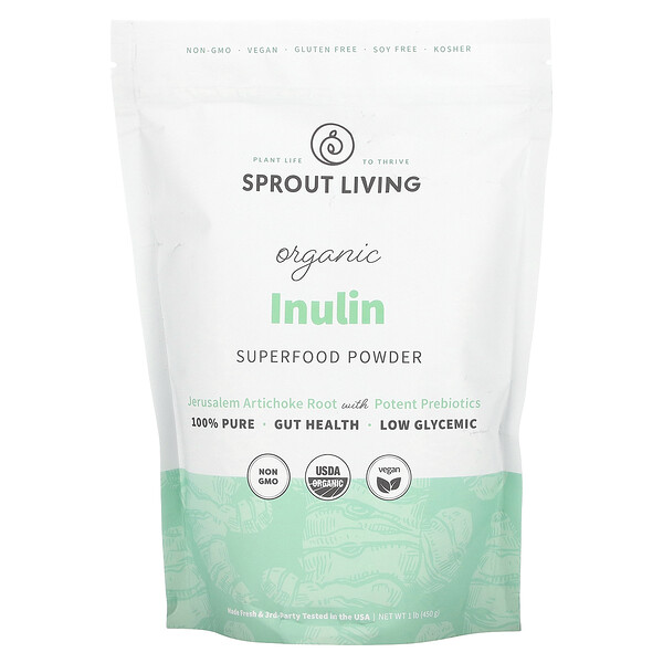 Органический Инулин, Суперпищевой порошок - 450г - Sprout Living Sprout Living