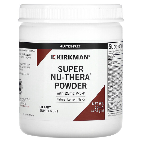 Super Nu-Thera Powder (Порошок) with P-5-P, Natural Lemon, 16 oz (Унции) (454 gm) Kirkman Labs