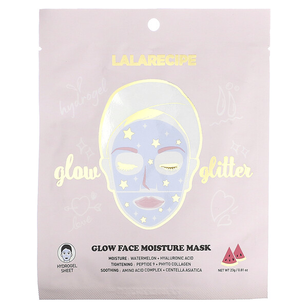 Увлажняющая косметическая маска Glow Face, 1 тканевая маска, 0,81 унции (23 г) Lalarecipe