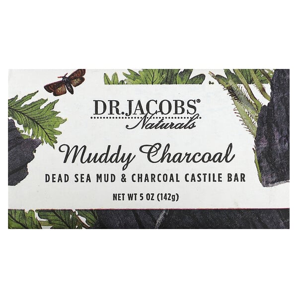 Muddy Charcoal, Кастильский батончик с грязью Мертвого моря и углем, 5 унций (142 г) Dr. Jacobs Naturals
