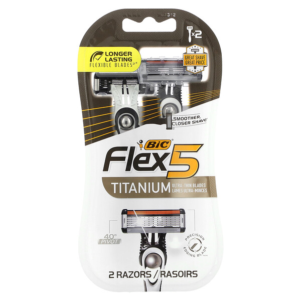 Flex 5, Titanium Ultra Thin Razor Blades, 2 Razors BIC