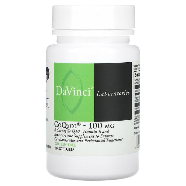 CoQsol, 100 мг, 30 мягких таблеток DaVinci