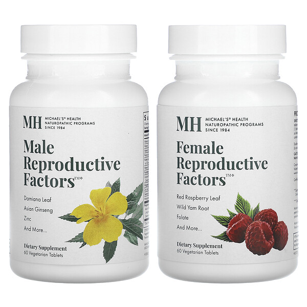 Male & Female Reproductive Factors Couples' Pack, 2 Bottles, 60 Vegetarian Tablets Each Michael's Naturopathic