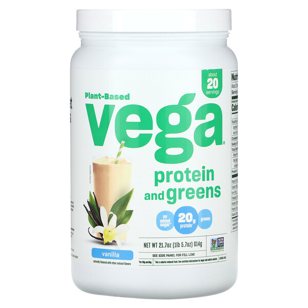 Растительный Протеин с Зеленью, Ваниль - 614г - Vega Vega