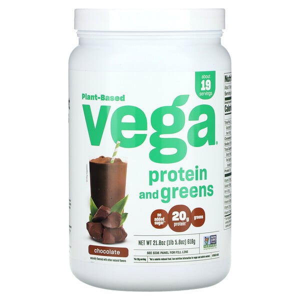 Растительный белок и зелень, шоколад, 1 фунт (618 г) Vega