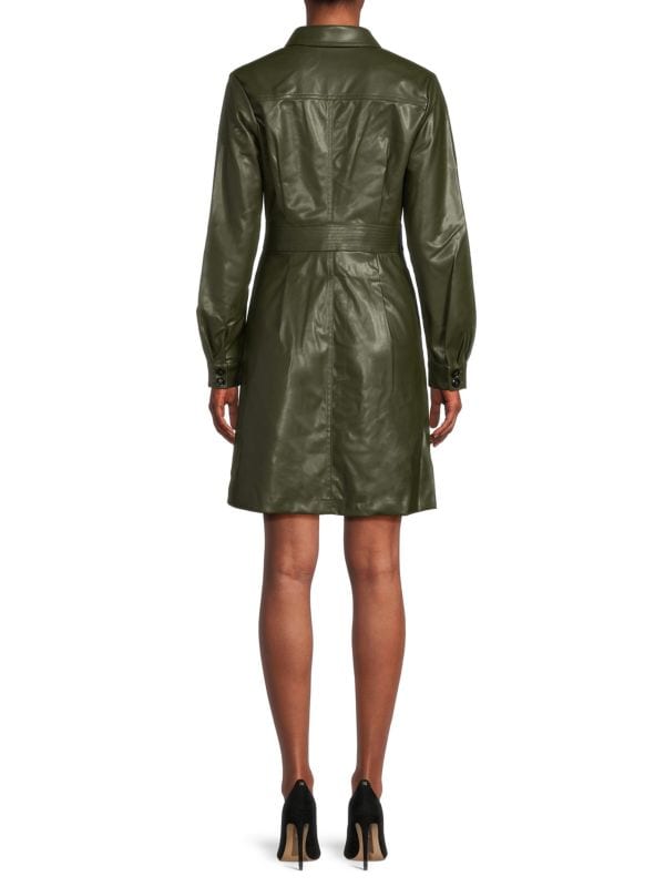 Платье-мини-пальто из искусственной кожи Saks Fifth Avenue