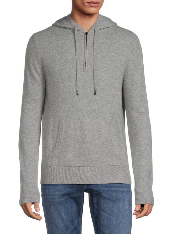 Пуловер с капюшоном из 100% кашемира с молнией на четверть Saks Fifth Avenue