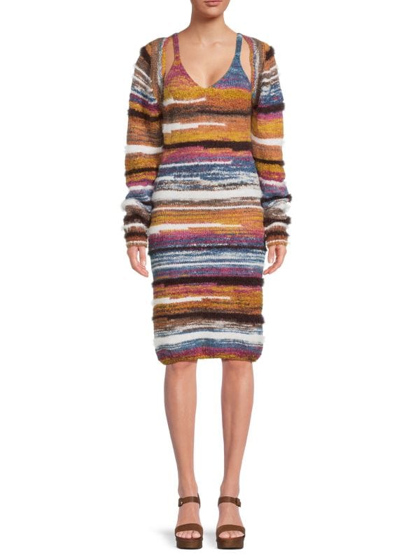 Платье-свитер Sobol из двух частей в полоску из смесовой шерсти CAARA