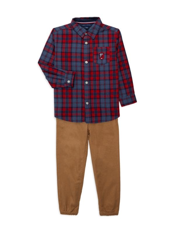 Комплект из двух предметов: рубашка и брюки в клетку для маленького мальчика Tommy Hilfiger