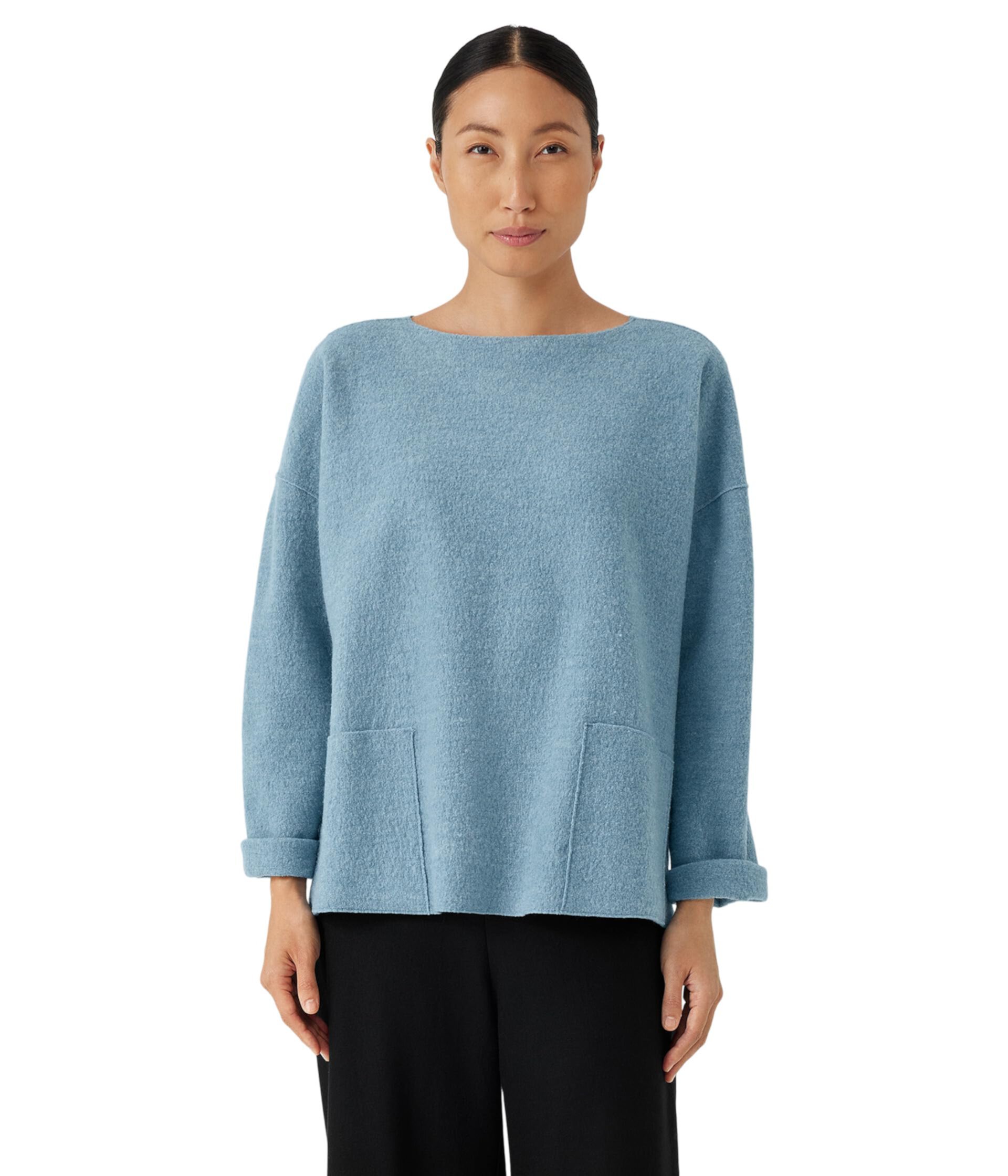 Plus Size Bateau Neck Box Top Eileen Fisher