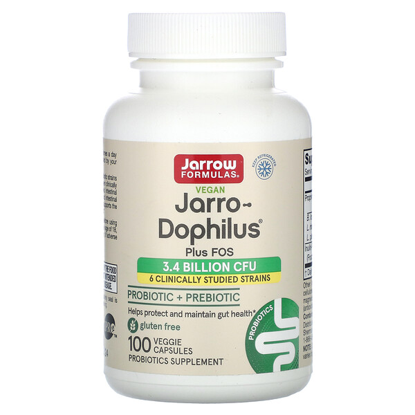 Веганский Jarro-Dophilus Plus FOS, 100 растительных капсул Jarrow Formulas
