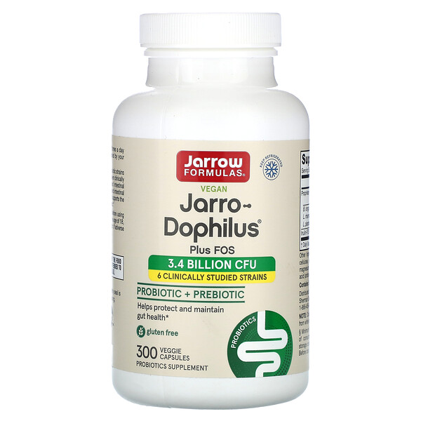 Vegan Jarro-Dophilus Plus FOS - 300 вегетарианских капсул - Jarrow Formulas Jarrow Formulas