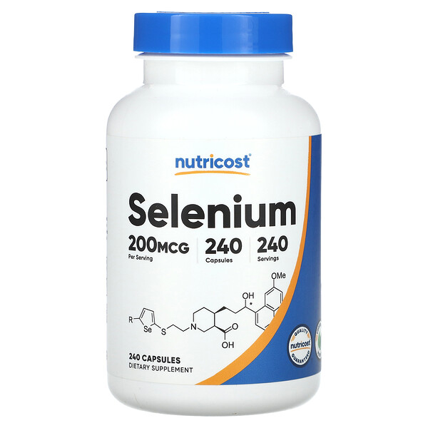 Селен - 200 мкг - 240 капсул - Nutricost Nutricost