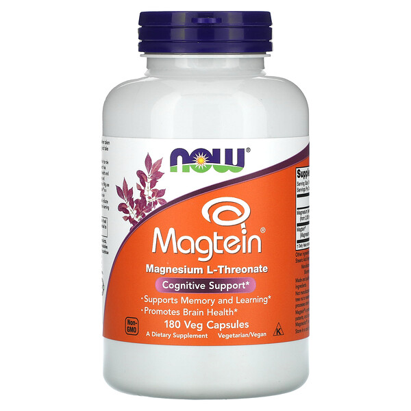 Magtein, 180 Veg Capsules (Вегетарианские капсулы) NOW Foods