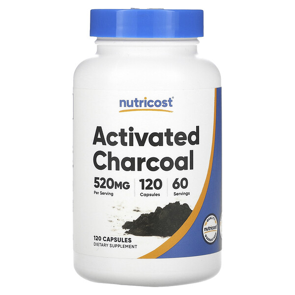 Активированный уголь, 520 мг, 120 капсул (260 мг на капсулу) Nutricost