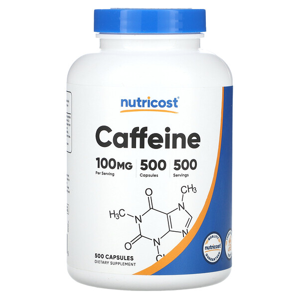 Caffeine , 100 mg , 500 Capsules (Капсулы) Nutricost