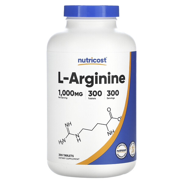 L-Arginine, 1,000 mg, 300 Tablets Nutricost