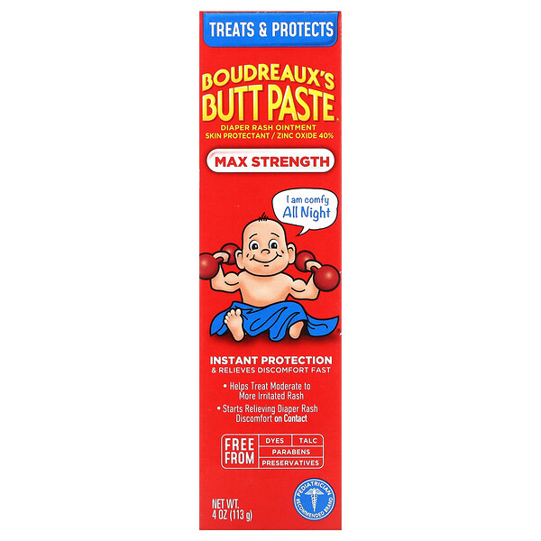 Butt Paste, мазь от опрелостей, максимальная сила, 4 унции (113 г) Boudreaux's Butt Paste