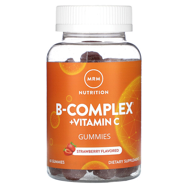 Жевательные конфеты B-Complex + витамин C, клубника, 60 жевательных конфет MRM