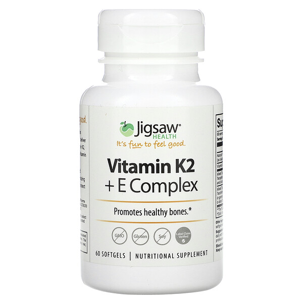 Комплекс витаминов K2 + E, 60 мягких таблеток Jigsaw Health