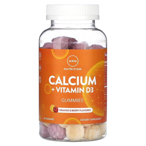 Кальций + Витамин D3, Апельсин и Ягоды - 60 жевательных конфет - MRM MRM